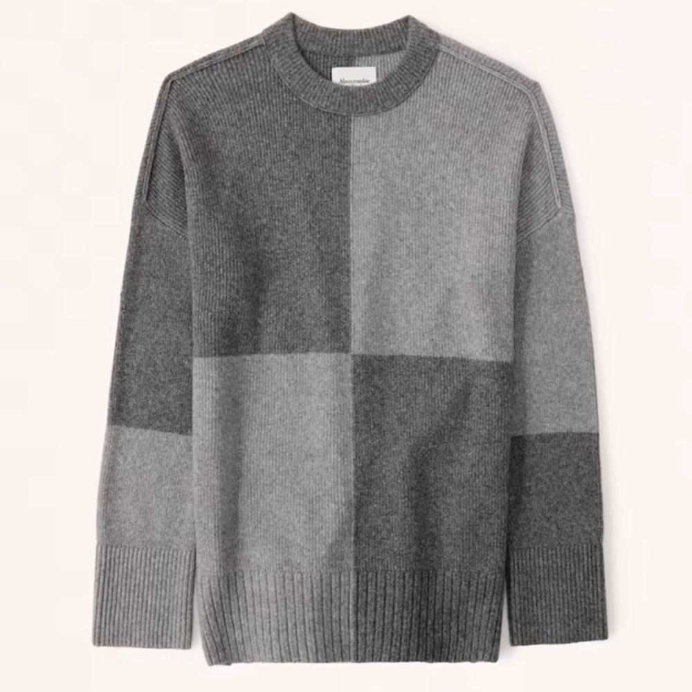 Abercrombie Oversized Fluffy Pattern Crew Sweater